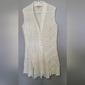 April Cornell Cream Lace Sleeveless Vest/Cardigan Feminine Romantic Cottagecore